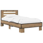 vidaXL Sängram med huvudgavel Artisan-ek 80 x 200 cm Konstruerat trä
