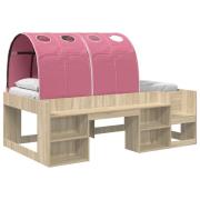 vidaXL Sängram med tunnel med hylla Sonoma-ek och rosa 90 x 190 cm