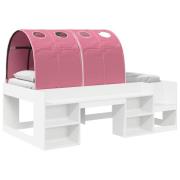 vidaXL Sängram med tunnel Vit och Rosa 75 x 190 cm Konstruerat trä
