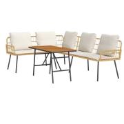 vidaXL Trädgårdsoffset 2 pcs Beige konstrotting
