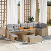vidaXL Trädgårdsoffset 9 pcs Beige konstrotting