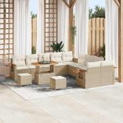 vidaXL Trädgårdsoffset 13 pcs Beige konstrotting