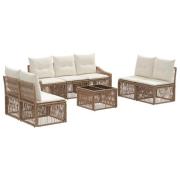 vidaXL Trädgårdsoffset 8 pcs Beige konstrotting
