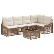 vidaXL Trädgårdsoffset 6 pcs Beige konstrotting