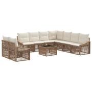 vidaXL Trädgårdsoffset 10 pcs Beige konstrotting