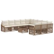 vidaXL Trädgårdsoffset 12 pcs Beige konstrotting