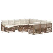 vidaXL Trädgårdsoffset 13 pcs Beige konstrotting