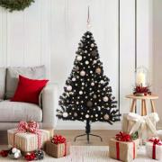 vidaXL Konstgjord Förbelyst Julgran Svart 150 cm PVC