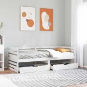 vidaXL Dagbädd med lådor vit 90x200 cm massiv furu