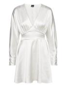 Gina Tricot Longsleeve V-Neck Satin Dress Vit