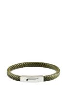 Edd. Leather Bracelet Singel Khaki Green