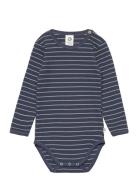 Müsli By Green Cotton Stripe Rib L/S Body Marinblå