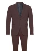 Lindbergh Plain Mens Suit - Normal Lenght Burgundy