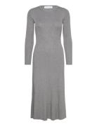 Selected Femme Slflura Lurex Ls Knit Dress Grå