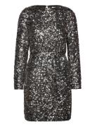 Selected Femme Slfcolyn Ls Short Sequins Dress B Silver