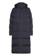 Superdry Longline Hooded Puffer Coat Marinblå