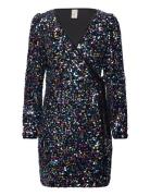 YAS Yaskillo Sequin Ls Wrap Dress - Show Svart