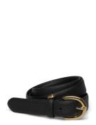 Lauren Ralph Lauren Charm Crosshatch Leather Belt Svart