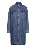 Tommy Hilfiger Dnm Ls Shirt Dress Lea Blå