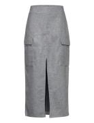 Mango Cargo Skirt With Slit Grå