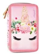 Einhorn Unicorn Flowers Pencil Case Double - Filled Rosa