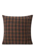 Brown/Dk Gray Checked Cotton Flannel Pillowcase Home Textiles Bedtexti...