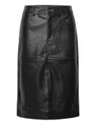 NOISY MAY Nmkath Nw Front Slit Midi Skirt Pu Svart