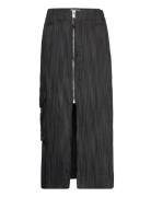 Ganni Drapey Stripe Suiting Maxi Skirt Svart