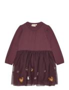 Minymo Dress Ls W. Tulle Burgundy