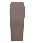 Gina Tricot Jersey Rib Skirt Brun