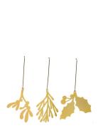 Christmas Ornaments Yule Greens - 3 Pack - Golden Metal Home Decoratio...