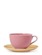 Lyngby Porcelæn Rhombe Color Tekop M. Underkop 39 Cl Rosa/Sand Rosa