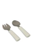 Spoon & Fork Set Feather Grey Home Meal Time Cutlery White That's Mine
