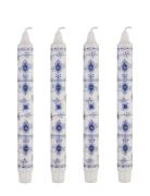 Kunstindustrien Musselmalet Taper Candles, 4 Pack Vit