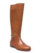 Lauren Ralph Lauren Bridgette Burnished Leather Tall Boot Brun