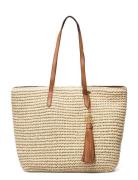 Lauren Ralph Lauren Straw Medium Whitney Tote Beige