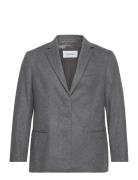 Calvin Klein Flannel Wool Tailored Blazer Grå