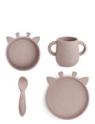 Nuuroo Lykke Silic Dinner Set 4-Pack Giraf Rosa