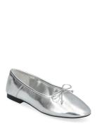 Mango Metallic Ballet Flats Silver