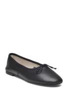 Mango Leather Ballet Flats With Bow Svart