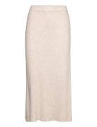 Davida Cashmere Rib A-Line Skirt Beige