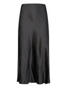 Mango Midi Satin Skirt Svart