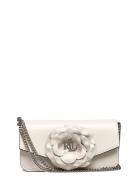 Lauren Ralph Lauren Flower-Trim Leather Sawyer Medium Bag Kräm