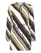 Mango Belt Striped Dress Svart