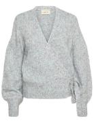 Cream Kiaracr Knit Wrap Blouse Grå