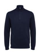 Selected Homme Slhberg Half Zip Cardigan Noos Marinblå