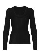 Selected Femme Slfcosta New Ls Knit Deep U-Neck Svart