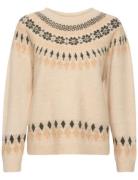 Cream Crcherry Knit Pullover Beige