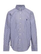 Ralph Lauren Kids Striped Cotton Poplin Shirt Blå
