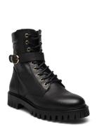 Tommy Hilfiger Buckle Lace Up Boot Svart